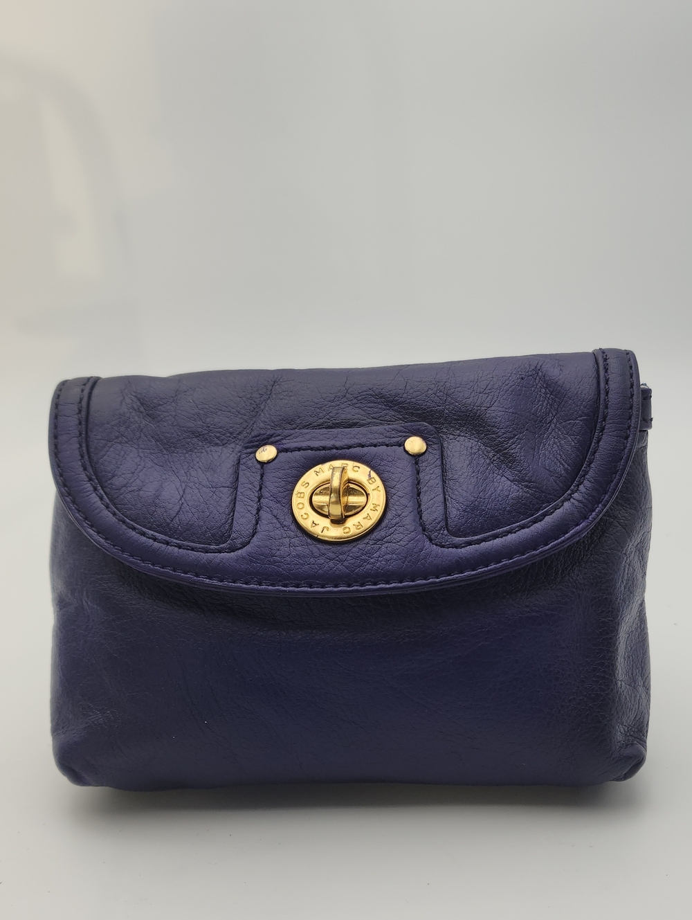 Authentic Marc by Marc Jacobs Purple Leather Totally Turn Lock Flap Clutch Pouch